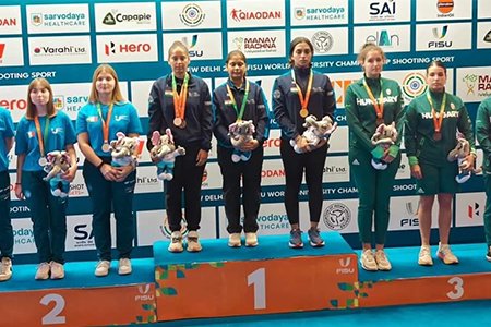 Team Gold in 10m Air Pistol Individual Bronze in 10m Air Pistol Team Gold 25m Sports Pistol World University Championship Shooting 2024-25